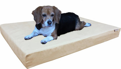 Orthopedic Dog Bed with Memory Foam for Medium Large Pet, Waterproof Liner, Washable Microsuede Gray Cover, 41X27X4 Inch (Fit 42X28 Crate)