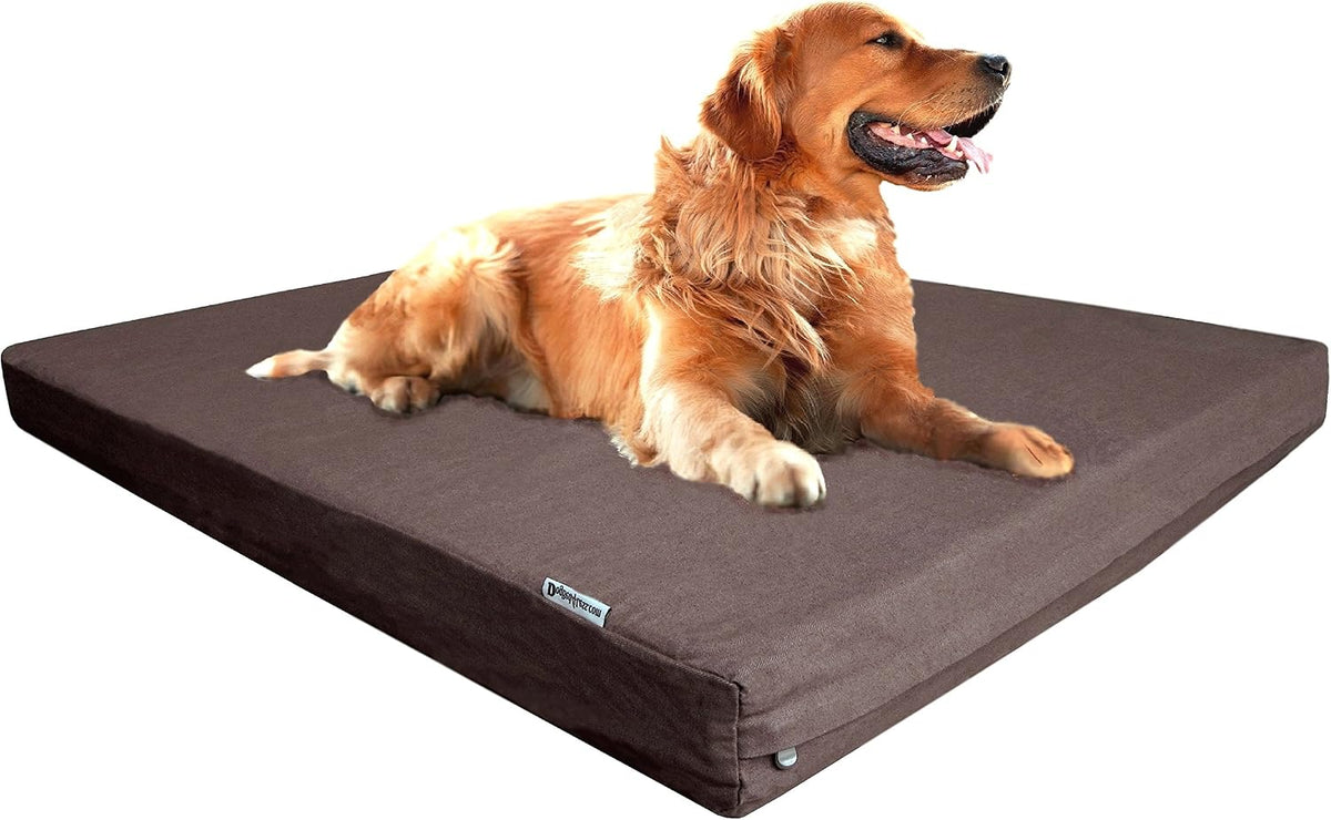 Orthopedic Dog Bed with Memory Foam for Medium Large Pet, Waterproof Liner, Washable Microsuede Gray Cover, 41X27X4 Inch (Fit 42X28 Crate)
