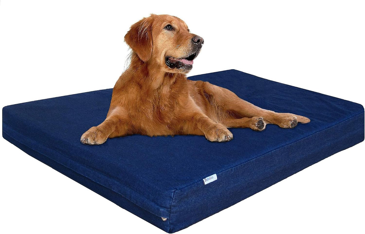 Orthopedic Dog Bed with Memory Foam for Medium Large Pet, Waterproof Liner, Washable Microsuede Gray Cover, 41X27X4 Inch (Fit 42X28 Crate)