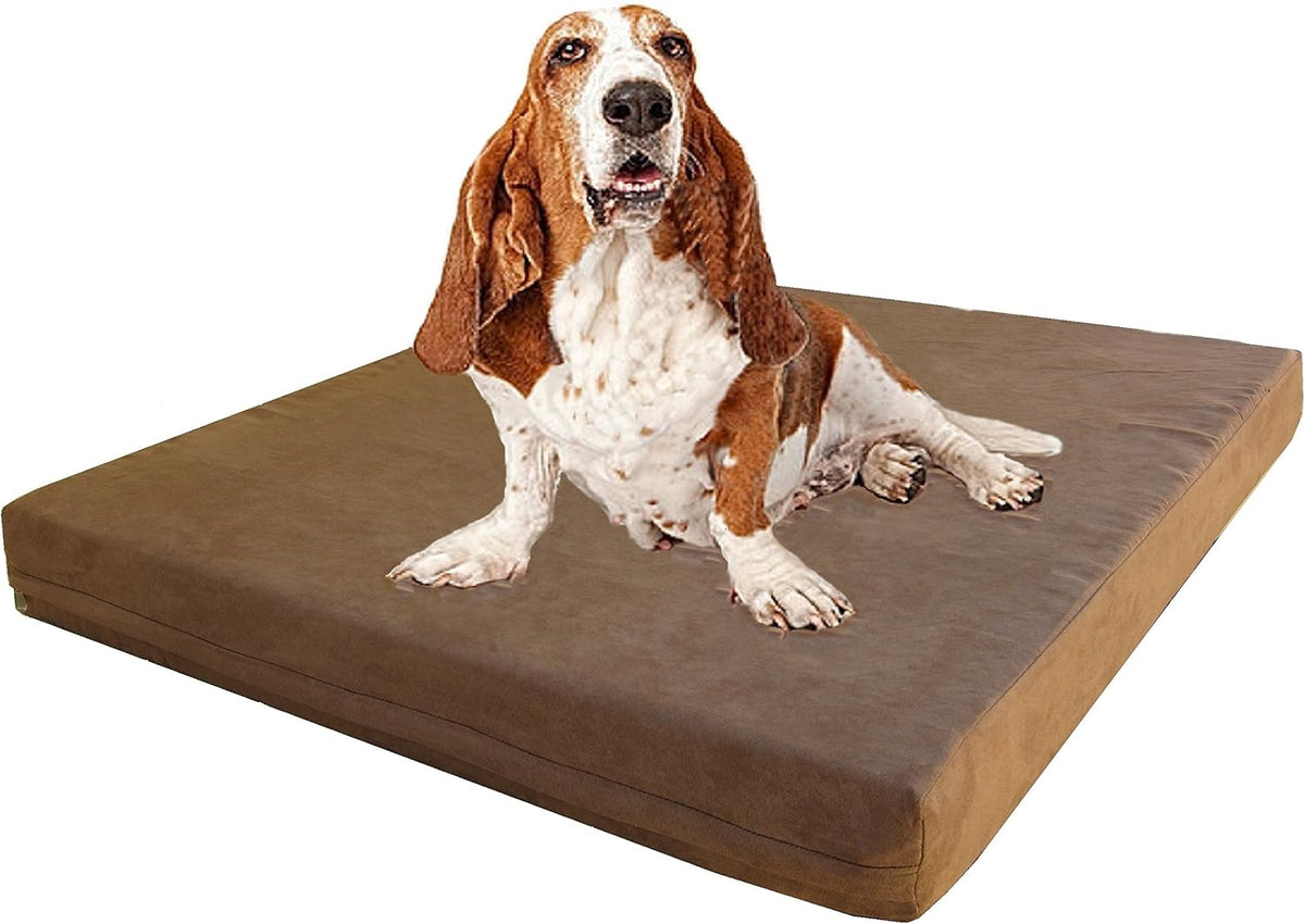 Orthopedic Dog Bed with Memory Foam for Medium Large Pet, Waterproof Liner, Washable Microsuede Gray Cover, 41X27X4 Inch (Fit 42X28 Crate)