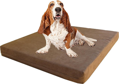 Orthopedic Dog Bed with Memory Foam for Medium Large Pet, Waterproof Liner, Washable Microsuede Gray Cover, 41X27X4 Inch (Fit 42X28 Crate)