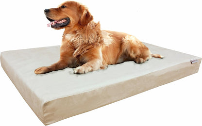 Orthopedic Dog Bed with Memory Foam for Medium Large Pet, Waterproof Liner, Washable Microsuede Gray Cover, 41X27X4 Inch (Fit 42X28 Crate)