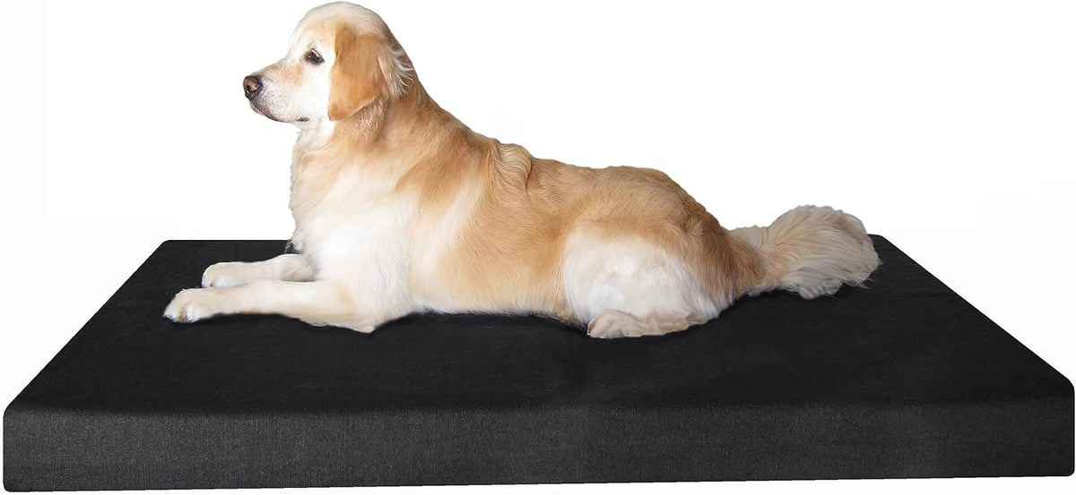 Orthopedic Dog Bed with Memory Foam for Medium Large Pet, Waterproof Liner, Washable Microsuede Gray Cover, 41X27X4 Inch (Fit 42X28 Crate)
