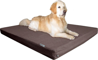 Orthopedic Dog Bed with Memory Foam for Medium Large Pet, Waterproof Liner, Washable Microsuede Gray Cover, 41X27X4 Inch (Fit 42X28 Crate)
