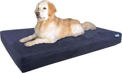 Orthopedic Dog Bed with Memory Foam for Medium Large Pet, Waterproof Liner, Washable Microsuede Gray Cover, 41X27X4 Inch (Fit 42X28 Crate)