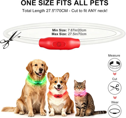 2-Pack LED Dog Collar, Light Up Dog Collars,Rechargeable Dog Lights for Night Walking，Universal, Reusable Safety Necklace for Small Medium Large Dogs Green&Blue