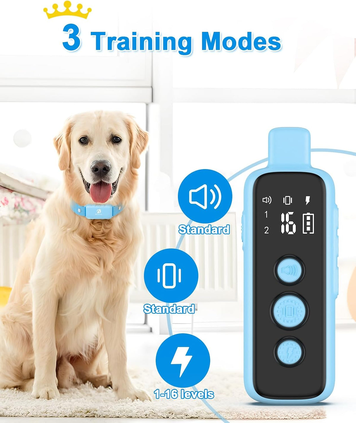 Shock Collar for Dogs - Waterproof Rechargeable Dog Electric Training Collar with Remote for Small Medium Large Dogs with Beep, Vibration, Safe Shock Modes (8-120 Lbs) (Grey)