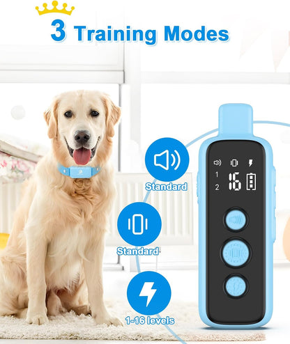 Shock Collar for Dogs - Waterproof Rechargeable Dog Electric Training Collar with Remote for Small Medium Large Dogs with Beep, Vibration, Safe Shock Modes (8-120 Lbs) (Grey)