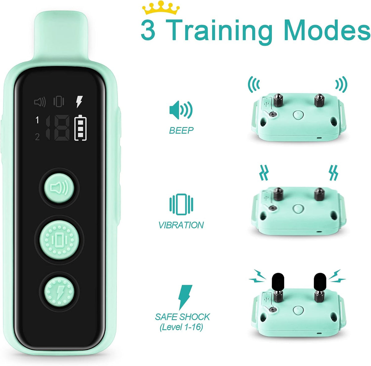 Shock Collar for Dogs - Waterproof Rechargeable Dog Electric Training Collar with Remote for Small Medium Large Dogs with Beep, Vibration, Safe Shock Modes (8-120 Lbs) (Grey)