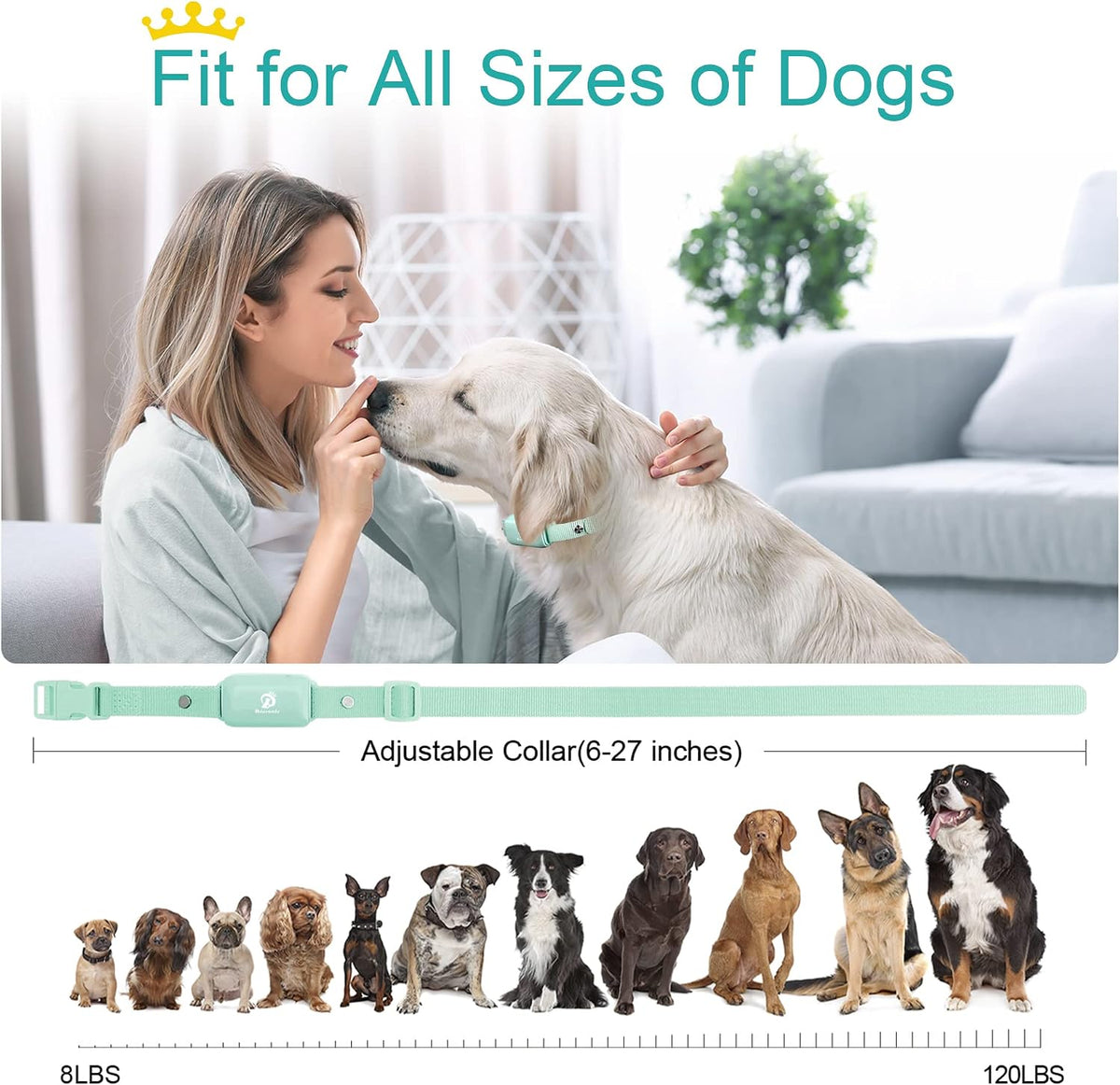 Shock Collar for Dogs - Waterproof Rechargeable Dog Electric Training Collar with Remote for Small Medium Large Dogs with Beep, Vibration, Safe Shock Modes (8-120 Lbs) (Grey)