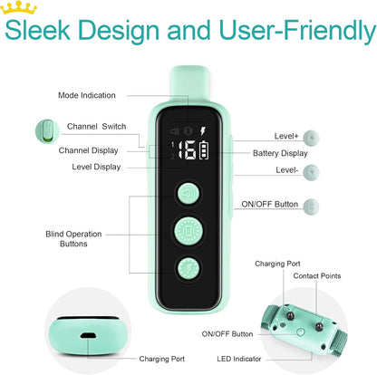 Shock Collar for Dogs - Waterproof Rechargeable Dog Electric Training Collar with Remote for Small Medium Large Dogs with Beep, Vibration, Safe Shock Modes (8-120 Lbs) (Grey)