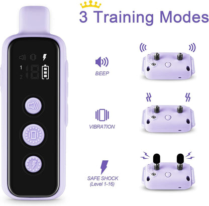 Shock Collar for Dogs - Waterproof Rechargeable Dog Electric Training Collar with Remote for Small Medium Large Dogs with Beep, Vibration, Safe Shock Modes (8-120 Lbs) (Grey)