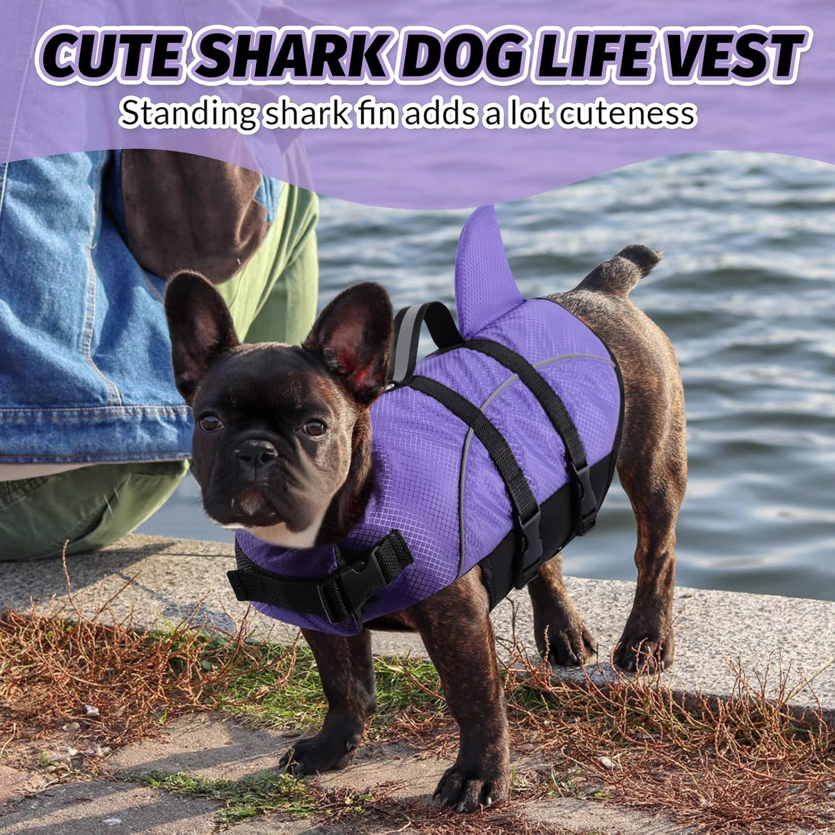 Ripstop Dog Life Jacket Shark Life Vest for Dogs, Safety Lifesaver with High Buoyancy and Lift Handle for Small and Medium Breeds（Rose Red XS）