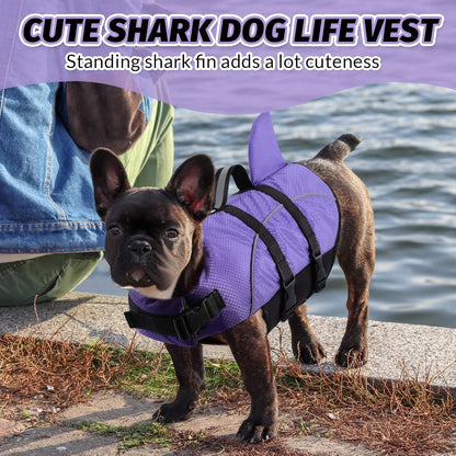 Ripstop Dog Life Jacket Shark Life Vest for Dogs, Safety Lifesaver with High Buoyancy and Lift Handle for Small and Medium Breeds（Rose Red XS）