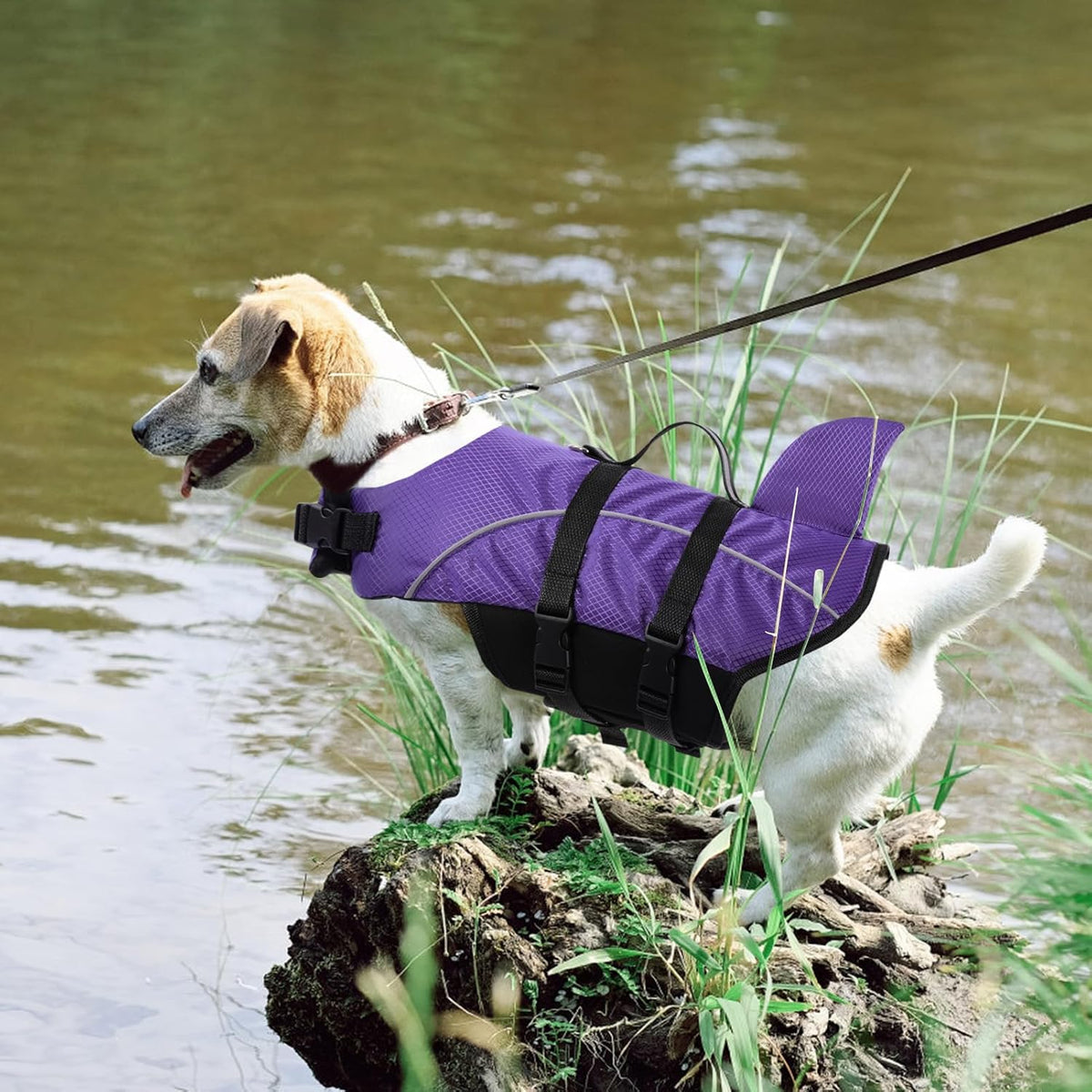 Ripstop Dog Life Jacket Shark Life Vest for Dogs, Safety Lifesaver with High Buoyancy and Lift Handle for Small and Medium Breeds（Rose Red XS）