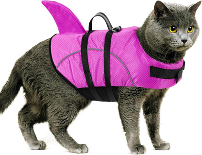 Ripstop Dog Life Jacket Shark Life Vest for Dogs, Safety Lifesaver with High Buoyancy and Lift Handle for Small and Medium Breeds（Rose Red XS）