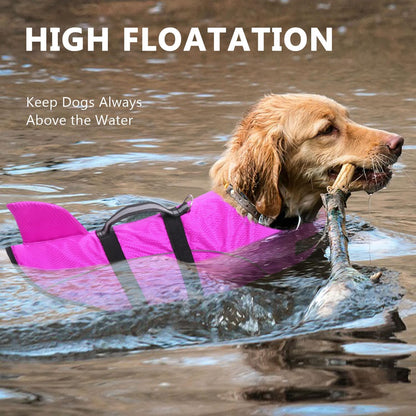 Ripstop Dog Life Jacket Shark Life Vest for Dogs, Safety Lifesaver with High Buoyancy and Lift Handle for Small and Medium Breeds（Rose Red XS）