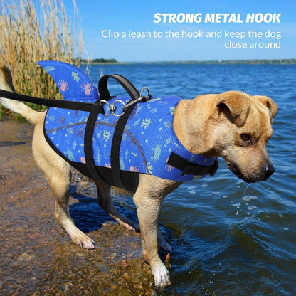 Ripstop Dog Life Jacket Shark Life Vest for Dogs, Safety Lifesaver with High Buoyancy and Lift Handle for Small and Medium Breeds（Rose Red XS）