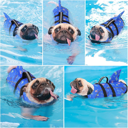 Ripstop Dog Life Jacket Shark Life Vest for Dogs, Safety Lifesaver with High Buoyancy and Lift Handle for Small and Medium Breeds（Rose Red XS）