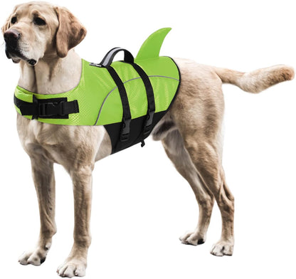 Ripstop Dog Life Jacket Shark Life Vest for Dogs, Safety Lifesaver with High Buoyancy and Lift Handle for Small and Medium Breeds（Rose Red XS）