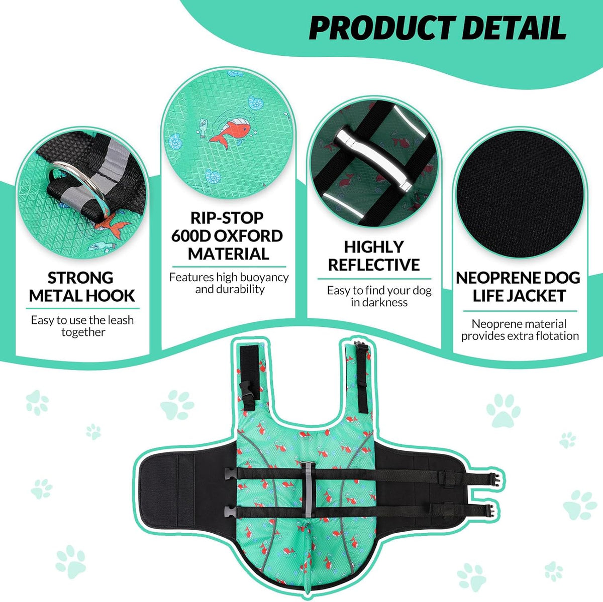 Ripstop Dog Life Jacket Shark Life Vest for Dogs, Safety Lifesaver with High Buoyancy and Lift Handle for Small and Medium Breeds（Rose Red XS）