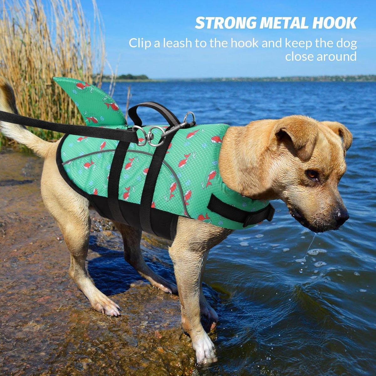 Ripstop Dog Life Jacket Shark Life Vest for Dogs, Safety Lifesaver with High Buoyancy and Lift Handle for Small and Medium Breeds（Rose Red XS）