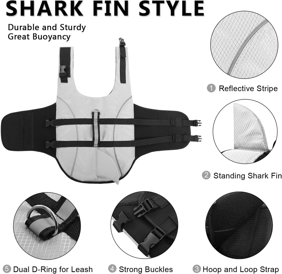 Ripstop Dog Life Jacket Shark Life Vest for Dogs, Safety Lifesaver with High Buoyancy and Lift Handle for Small and Medium Breeds（Rose Red XS）
