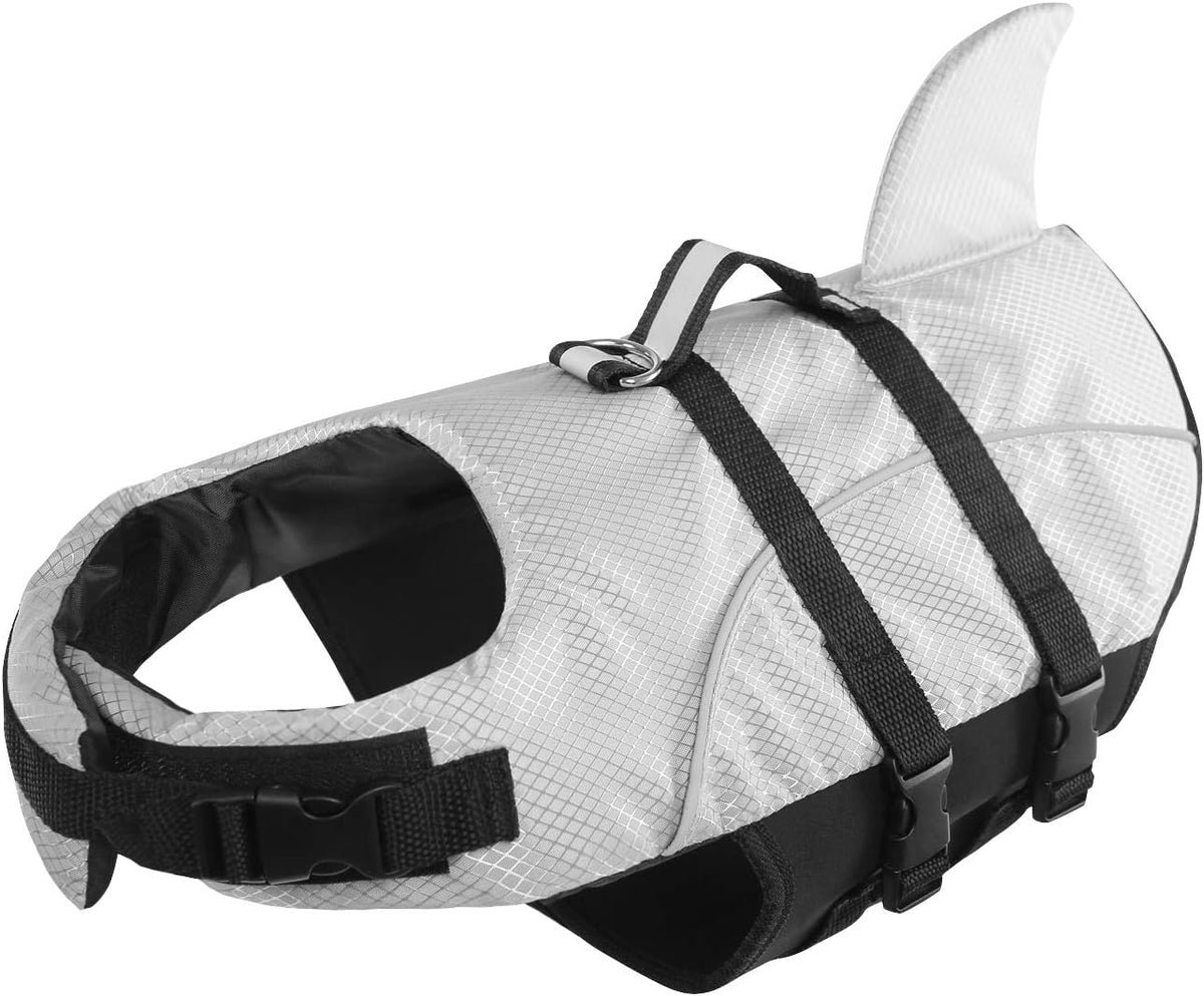 Ripstop Dog Life Jacket Shark Life Vest for Dogs, Safety Lifesaver with High Buoyancy and Lift Handle for Small and Medium Breeds（Rose Red XS）