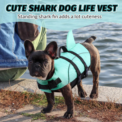 Ripstop Dog Life Jacket Shark Life Vest for Dogs, Safety Lifesaver with High Buoyancy and Lift Handle for Small and Medium Breeds（Rose Red XS）