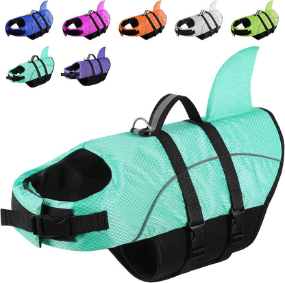 Ripstop Dog Life Jacket Shark Life Vest for Dogs, Safety Lifesaver with High Buoyancy and Lift Handle for Small and Medium Breeds（Rose Red XS）