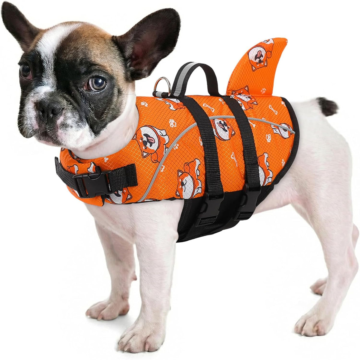 Ripstop Dog Life Jacket Shark Life Vest for Dogs, Safety Lifesaver with High Buoyancy and Lift Handle for Small and Medium Breeds（Rose Red XS）
