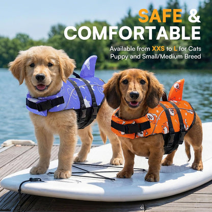 Ripstop Dog Life Jacket Shark Life Vest for Dogs, Safety Lifesaver with High Buoyancy and Lift Handle for Small and Medium Breeds（Rose Red XS）
