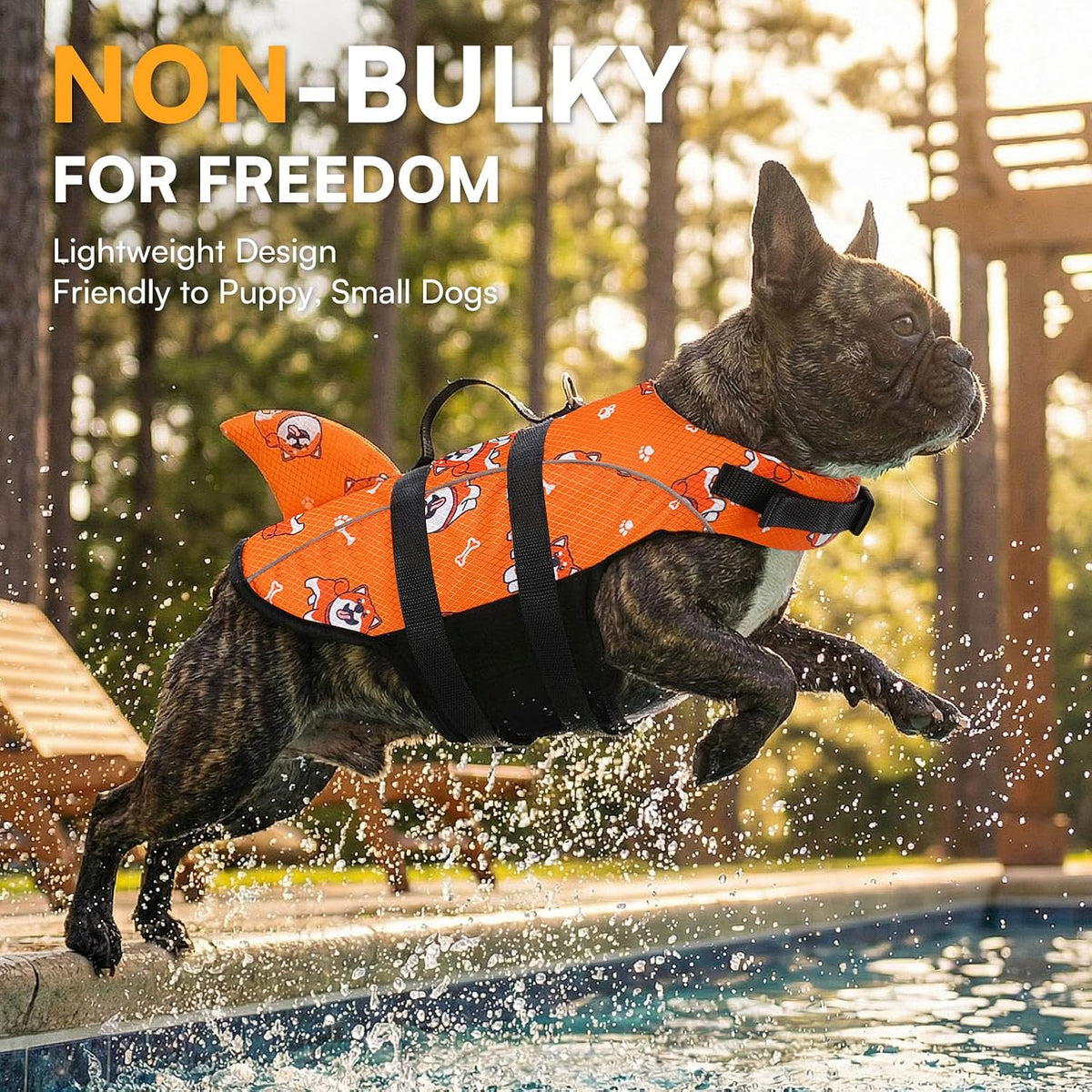 Ripstop Dog Life Jacket Shark Life Vest for Dogs, Safety Lifesaver with High Buoyancy and Lift Handle for Small and Medium Breeds（Rose Red XS）