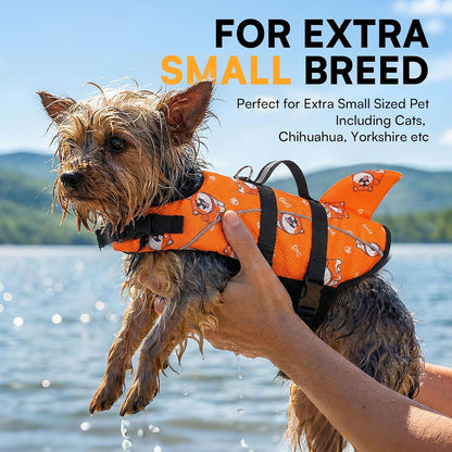 Ripstop Dog Life Jacket Shark Life Vest for Dogs, Safety Lifesaver with High Buoyancy and Lift Handle for Small and Medium Breeds（Rose Red XS）