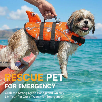 Ripstop Dog Life Jacket Shark Life Vest for Dogs, Safety Lifesaver with High Buoyancy and Lift Handle for Small and Medium Breeds（Rose Red XS）