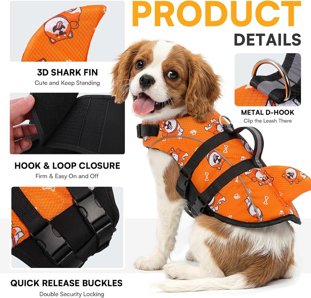 Ripstop Dog Life Jacket Shark Life Vest for Dogs, Safety Lifesaver with High Buoyancy and Lift Handle for Small and Medium Breeds（Rose Red XS）