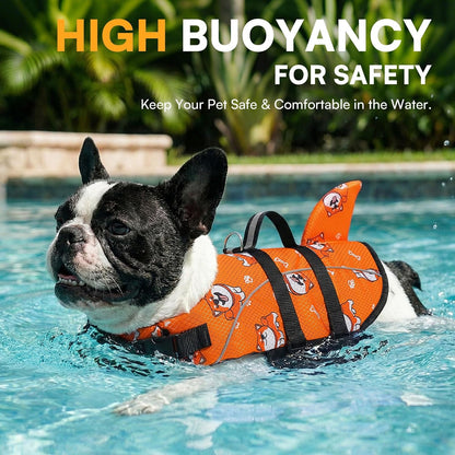 Ripstop Dog Life Jacket Shark Life Vest for Dogs, Safety Lifesaver with High Buoyancy and Lift Handle for Small and Medium Breeds（Rose Red XS）