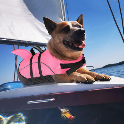 Ripstop Dog Life Jacket Shark Life Vest for Dogs, Safety Lifesaver with High Buoyancy and Lift Handle for Small and Medium Breeds（Rose Red XS）