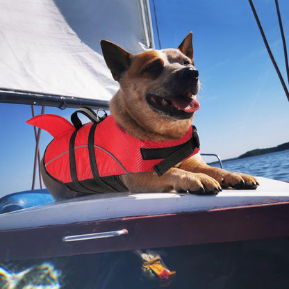 Ripstop Dog Life Jacket Shark Life Vest for Dogs, Safety Lifesaver with High Buoyancy and Lift Handle for Small and Medium Breeds（Rose Red XS）