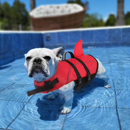 Ripstop Dog Life Jacket Shark Life Vest for Dogs, Safety Lifesaver with High Buoyancy and Lift Handle for Small and Medium Breeds（Rose Red XS）