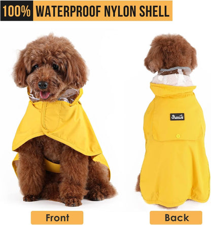 Dog Raincoat, Waterproof Rain Jacket, Clear Hood & Reflective Rim