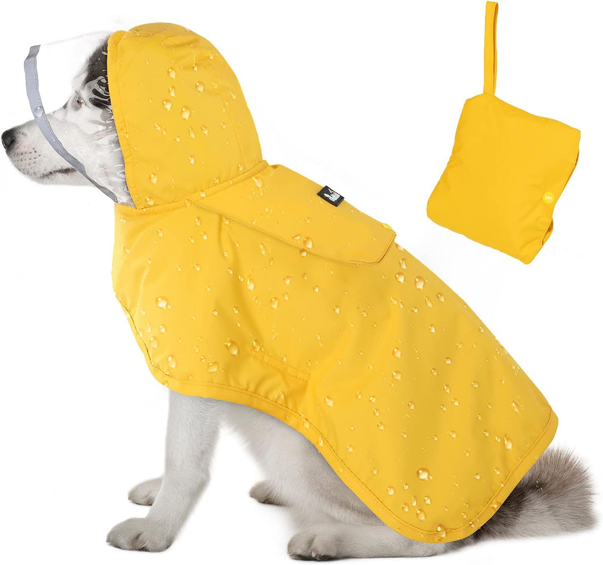 Dog Raincoat, Waterproof Rain Jacket, Clear Hood & Reflective Rim