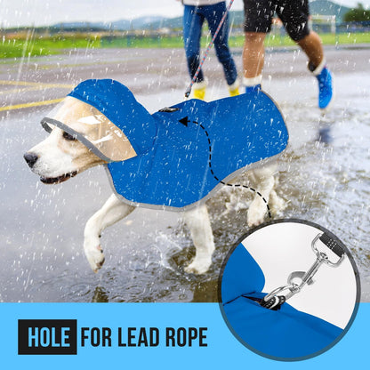 Dog Raincoat, Waterproof Rain Jacket, Clear Hood & Reflective Rim