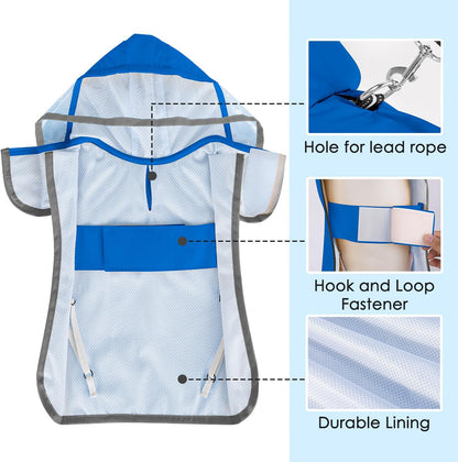 Dog Raincoat, Waterproof Rain Jacket, Clear Hood & Reflective Rim