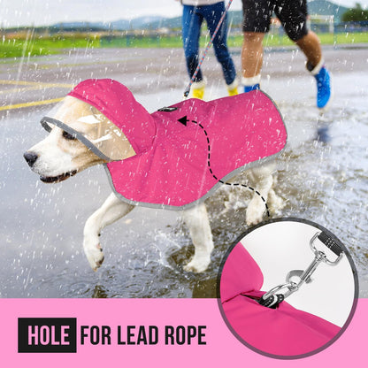 Dog Raincoat, Waterproof Rain Jacket, Clear Hood & Reflective Rim