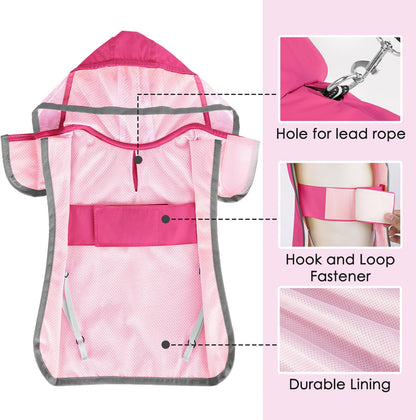Dog Raincoat, Waterproof Rain Jacket, Clear Hood & Reflective Rim