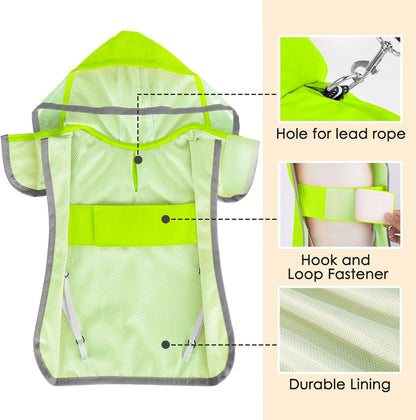 Dog Raincoat, Waterproof Rain Jacket, Clear Hood & Reflective Rim