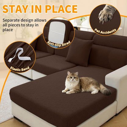 4-Piece Stretch Sofa Cover, Washable Couch Covers for Dog | 71"-91"(3 Cushions),Light Gray（Big Sale),Anti-pilling & Wear-Resistant,Pet Friendly, Washable.Ideal for Living room