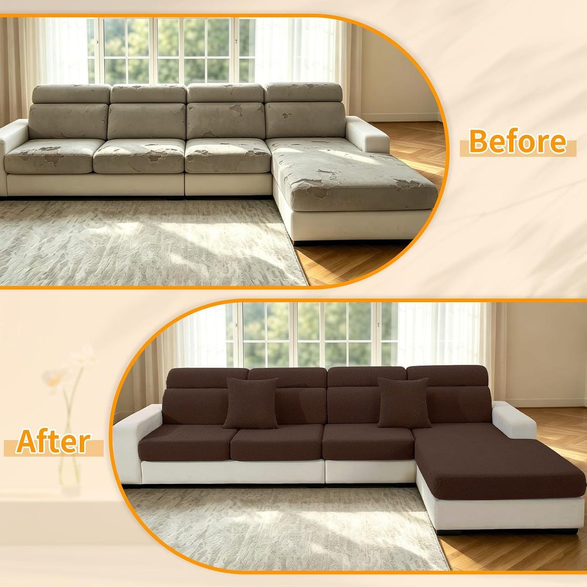 4-Piece Stretch Sofa Cover, Washable Couch Covers for Dog | 71"-91"(3 Cushions),Light Gray（Big Sale),Anti-pilling & Wear-Resistant,Pet Friendly, Washable.Ideal for Living room