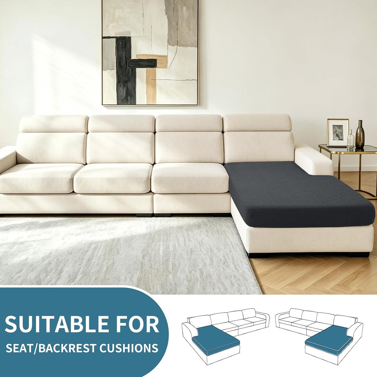 4-Piece Stretch Sofa Cover, Washable Couch Covers for Dog | 71"-91"(3 Cushions),Light Gray（Big Sale),Anti-pilling & Wear-Resistant,Pet Friendly, Washable.Ideal for Living room